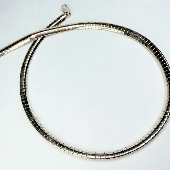 Italian H925 Sterling Silver Omega Necklace 16 Inch 5.5mm 26.4g JR1276